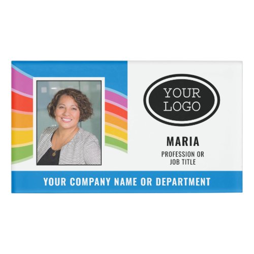 Magnetic Employee Logo Photo Rainbow Name Tag
