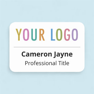 Magnetic Employee Name Tag with Company Logo Large