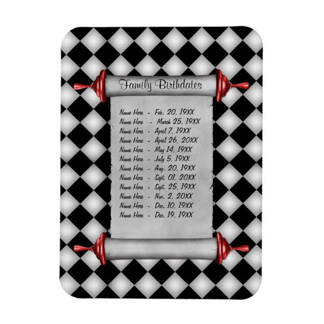 Magnetic Family Birthday Reminder - Customize Magnet (Vertical)