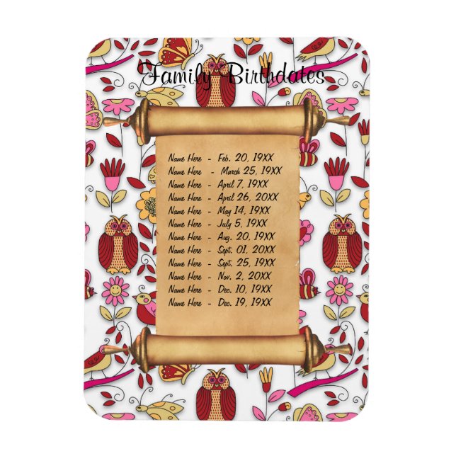 Magnetic Family Birthday Reminder - Customize Magnet (Vertical)