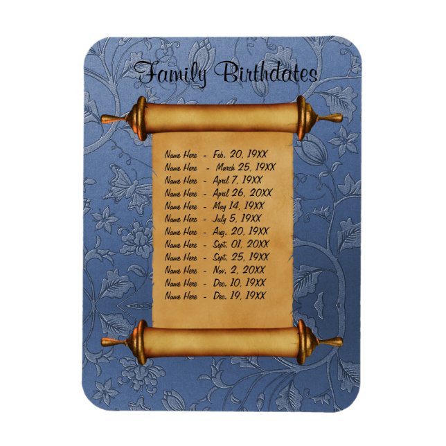 Magnetic Family Birthday Reminder - Customize Magnet (Vertical)