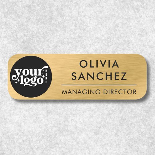 Magnetic Faux Gold Employee Name Tag