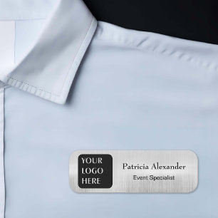 Magnetic Faux Silver Company Logo Name Tag