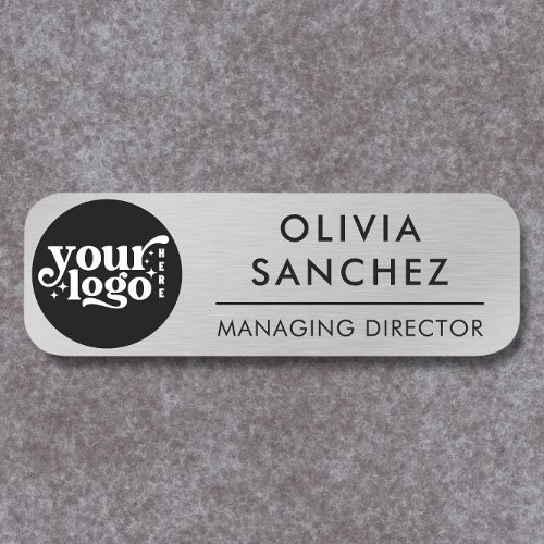 Magnetic Faux Silver Employee Name Tag