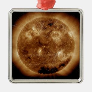 Magnetic field lines on the Sun 2 Metal Ornament