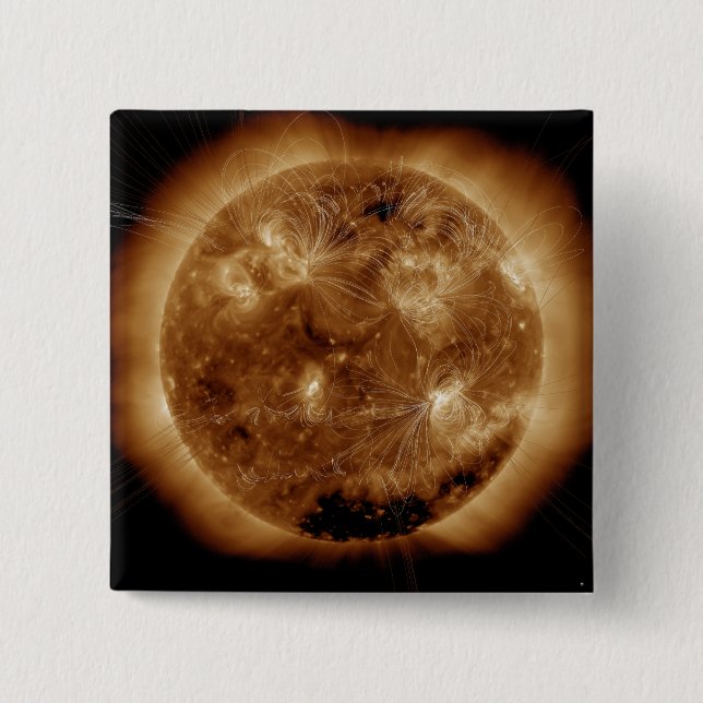 Magnetic field lines on the Sun 2 Pinback Button (Front)