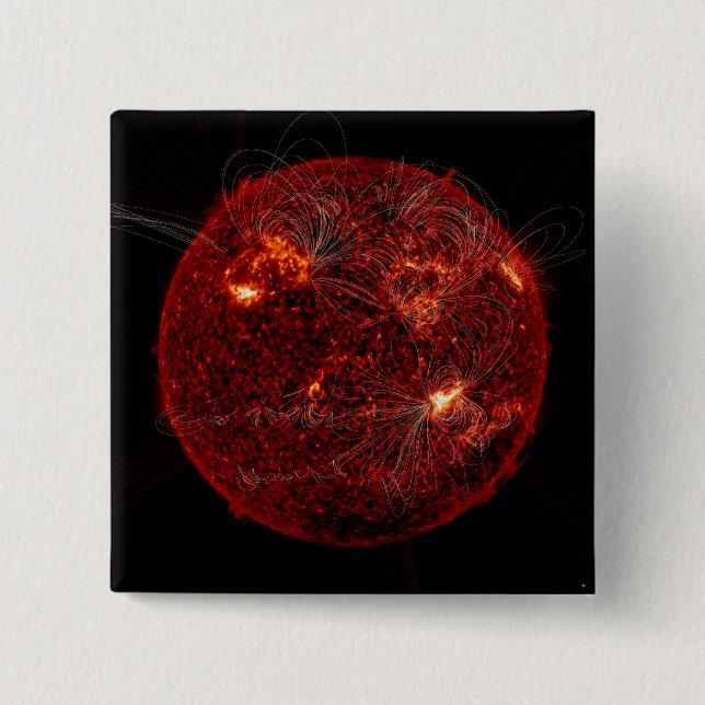 Magnetic field lines on the Sun 3 Pinback Button (Front)