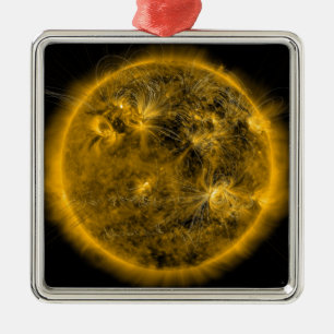 Magnetic field lines on the Sun Metal Ornament