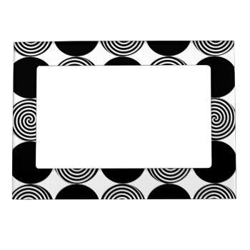 Magnetic Frame - Black Dots & Swirls On White by PawsitiveDesigns at Zazzle