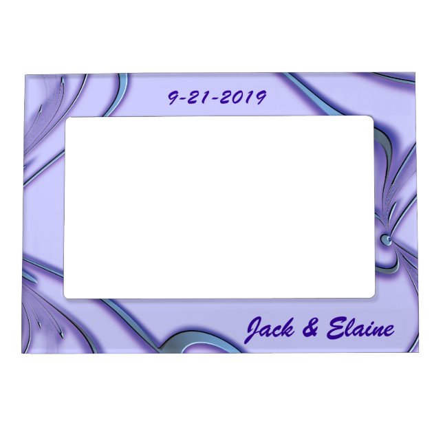 magnetic frame- lavender & blue graphic- customize magnetic picture frame (Front)