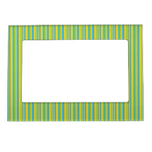 Magnetic Frame: Turquoise, Yellow, Green Stripes Magnetic Photo Frame