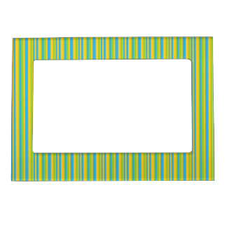 Magnetic Frame: Turquoise, Yellow, Green Stripes Magnetic Photo Frame