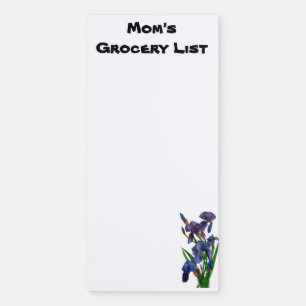 Magnetic grocery list with purple iris magnetic notepad