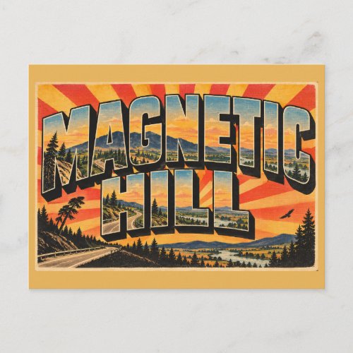 Magnetic Hill NB Optical Illusion Mountain Art Postcard