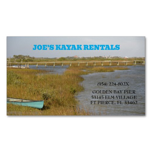 Magnetic kayak rental guided tours business card