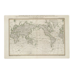 Magnetic Map of the World Placemat
