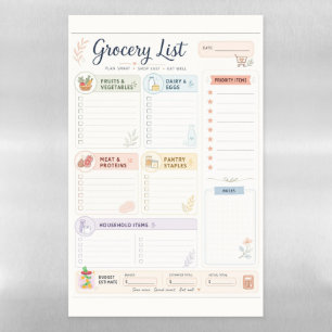 Magnetic Meal Planner & Grocery List Dry Erase Sheet