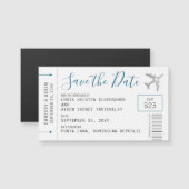 Magnetic Mini Boarding Pass Save the Date Silver (Front/Back)