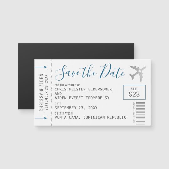 Mini Boarding Pass Save the Date Silver