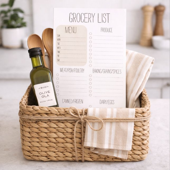 Magnetic Minimal Meal Planner Grocery Notepad (Stay organized and simplify your weekly routine with this magnetic meal planner and grocery list.)