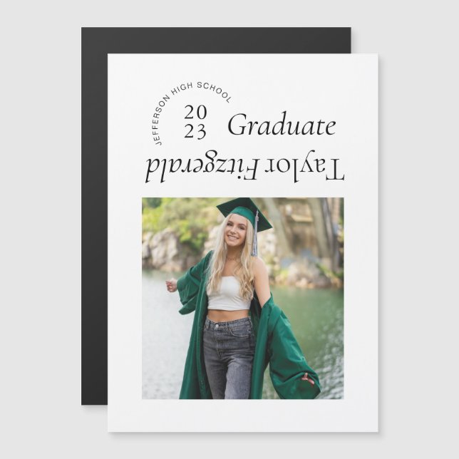 Magnetic Modern Minimal Trendy Grad Announcement (Front/Back)