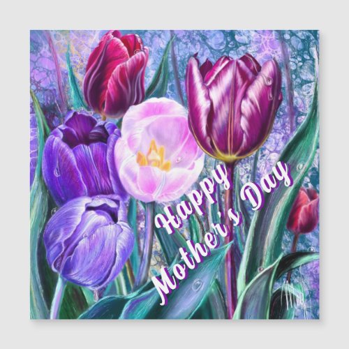 Magnetic Mother's Day Card with Colorful Tulips