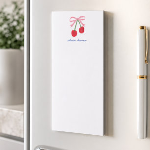 Magnetic Notepad Cherry Coquette Bow Cute
