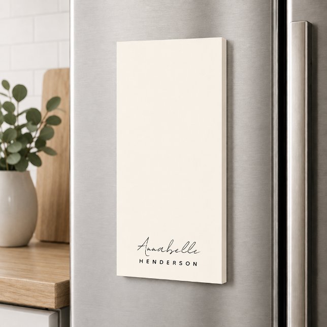 Magnetic Notepad | Custom Cream Fridge Grocery Pad (Custom cream magnetic notepad for fridge grocery lists, reminders, and meal plans.)