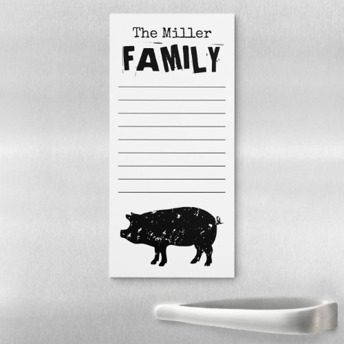 Magnetic notepad family gift with vintage pig logo