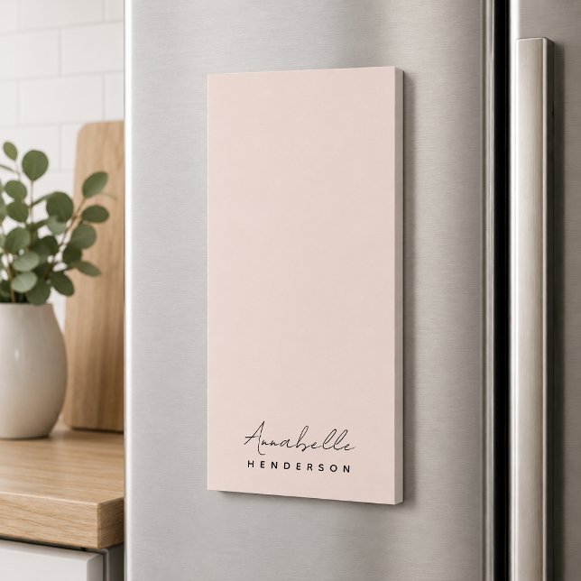 Magnetic Notepad | Personalized Blush Kitchen List (Personalized blush magnetic notepad for grocery lists, reminders, and family notes.)