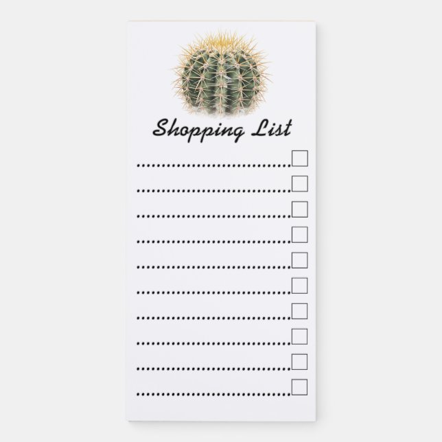 Magnetic Notepad Shopping List Watercolour Cactus (Front)