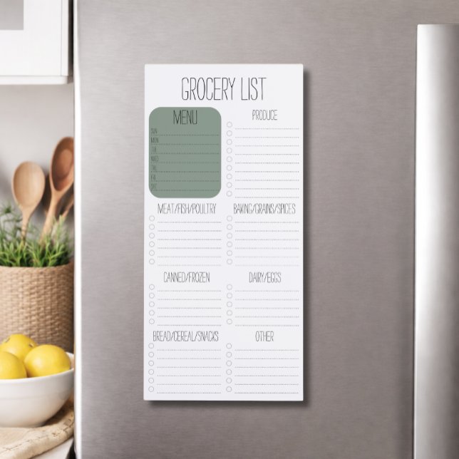 Magnetic Olive Meal Planner Grocery Notepad (Stay organized and simplify your weekly routine with this magnetic meal planner and grocery list.)