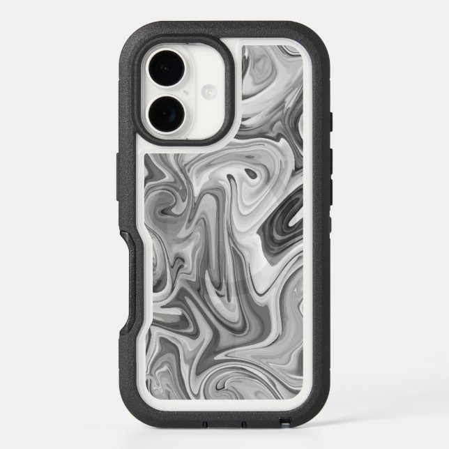 Magnetic Otterbox Modern Swirl Pattern Grey Cool iPhone Case (Back)