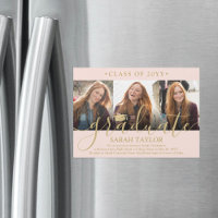 Magnetic Photo Blush Gold Graduation Announcement