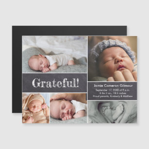 Magnetic photo collage Grateful baby birth  Invitation