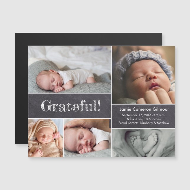 Magnetic photo collage Grateful baby birth  Magnetic Invitation (Front/Back)