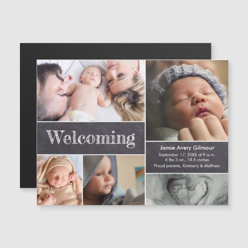 Magnetic photo collage Welcoming baby birth Magnetic Invitation