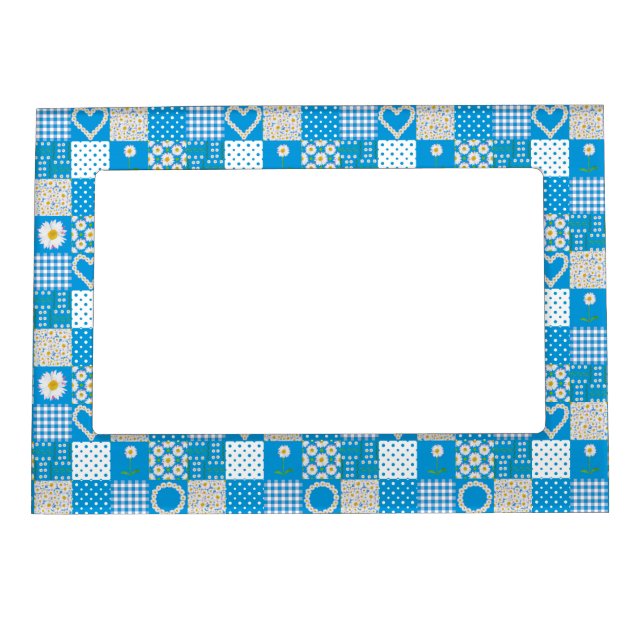 Magnetic Photo Frame: Daisychains, Faux Patchwork Magnetic Frame (Front)