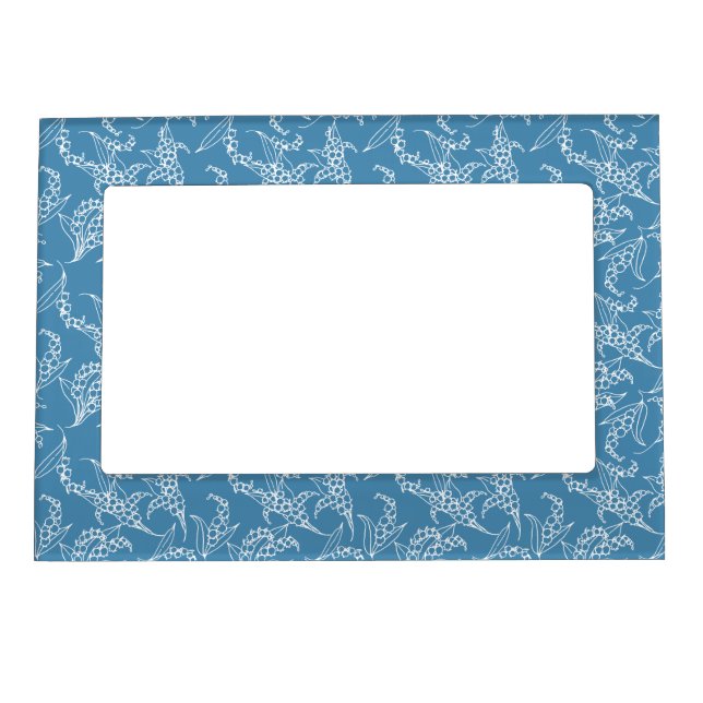 Magnetic Photo Frame: Lilies-of-the-Valley, Blue Magnetic Picture Frame (Front)