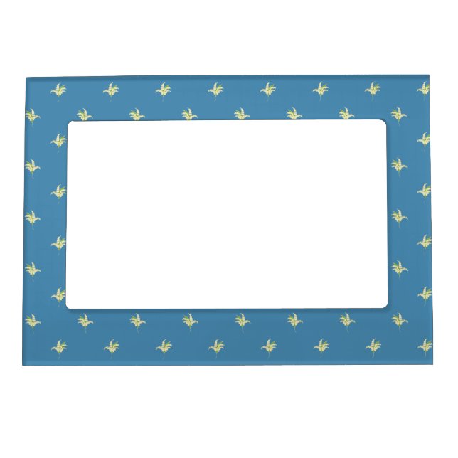 Magnetic Photo Frame: Lilies of the Valley, Blue Magnetic Picture Frame (Front)