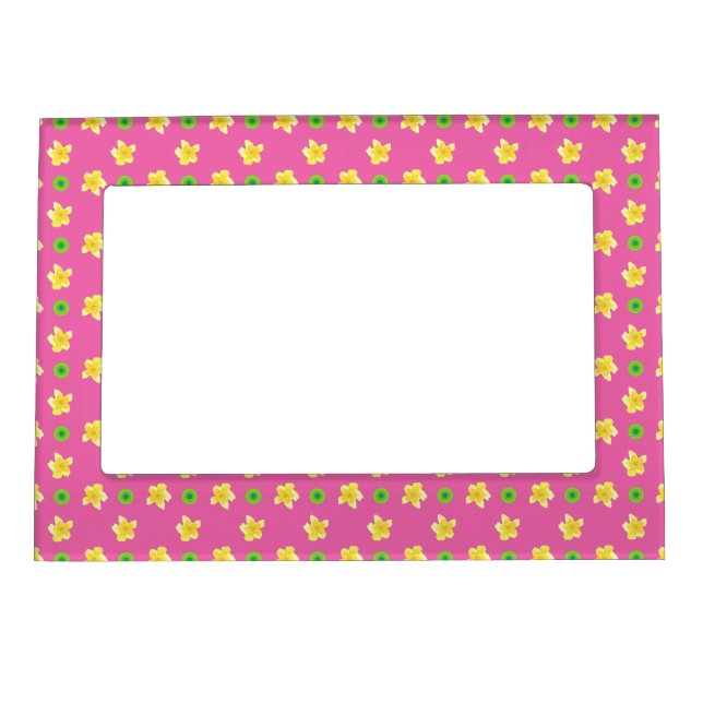 Magnetic Photo Frame Primroses, Deep Pink, Polkas (Front)