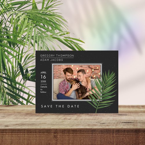 Magnetic Photo Tropical Palm Minimalist Save Date