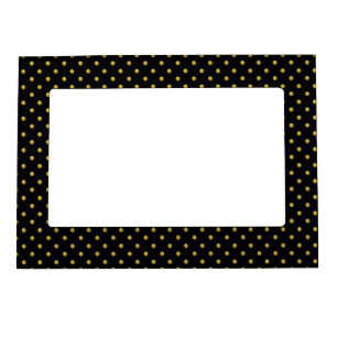 Magnetic Picture Frame/Black with Gold Polka Dots Photo Frame