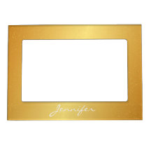 Magnetic Picture Frame - Gold Confetti Name