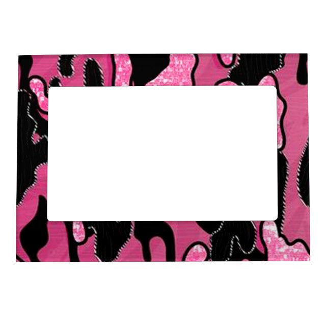 Magnetic Picture Frame/Pink and Black Camouflage Frame (Front)