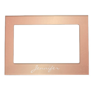 Magnetic Picture Frame - Rose Gold Confetti Name