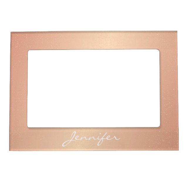 Magnetic Picture Frame - Rose Gold Confetti Name (Front)