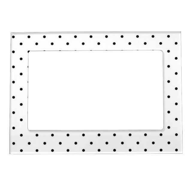 Magnetic Picture Frame/White with Black Polka Dots Magnetic Photo Frame (Front)