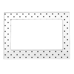 Magnetic Picture Frame/White with Black Polka Dots Photo Frame