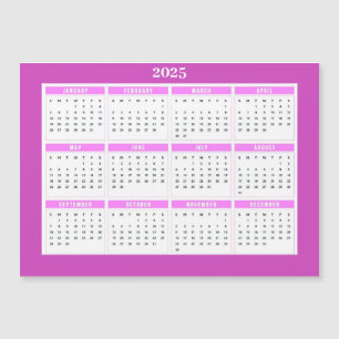 Magnetic Pink 2025 Monthly Calendar Magnet